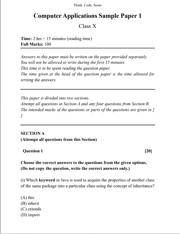 Sample paper page from Think. Code. Score.